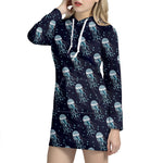 Glowing Jellyfish Pattern Print Hoodie Dress