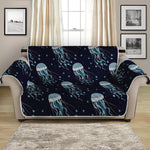 Glowing Jellyfish Pattern Print Loveseat Protector