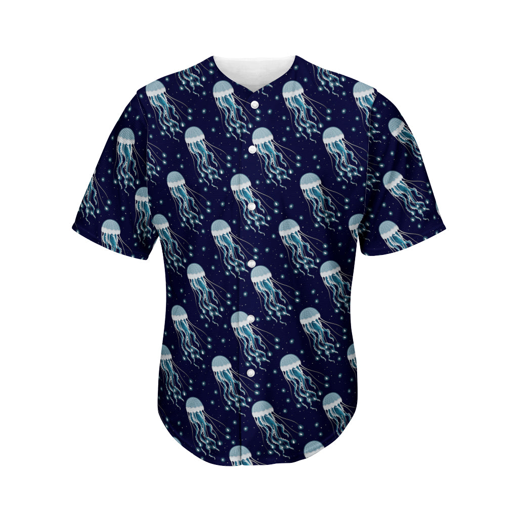 Glowing Jellyfish Pattern Print Men's Baseball Jersey