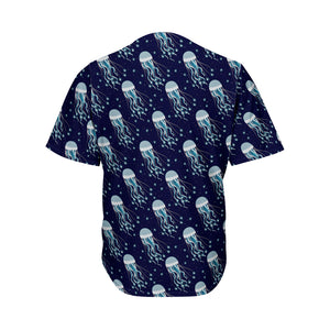 Glowing Jellyfish Pattern Print Men's Baseball Jersey