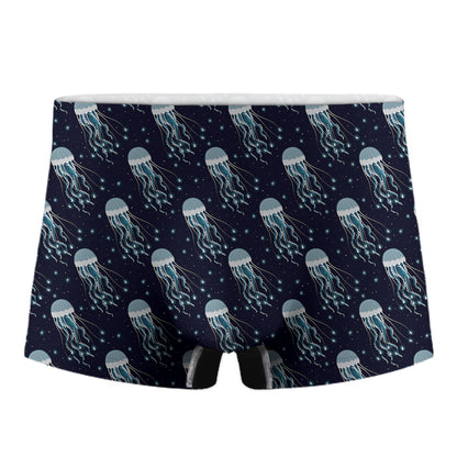Glowing Jellyfish Pattern Print Men's Boxer Briefs