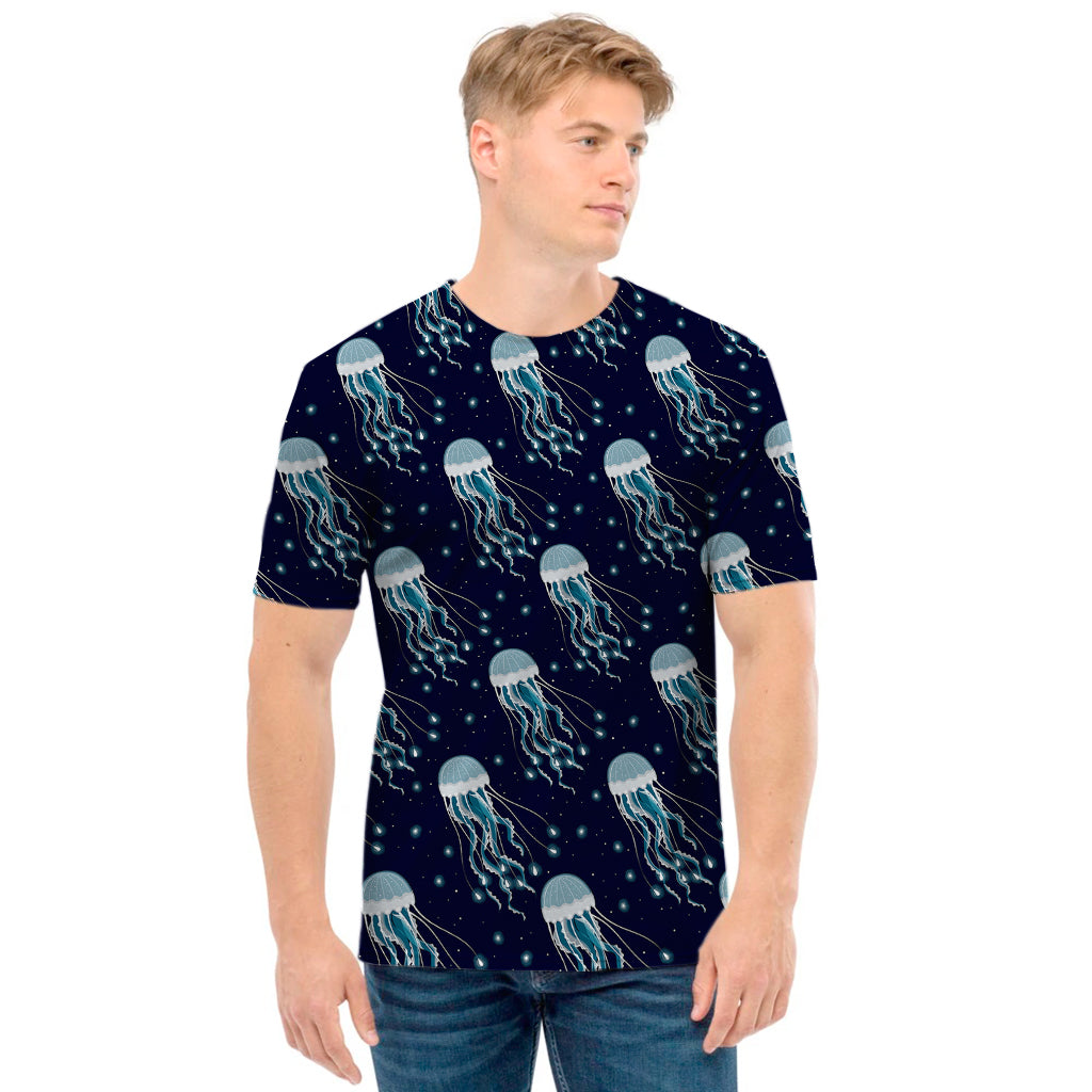 Glowing Jellyfish Pattern Print Men's T-Shirt