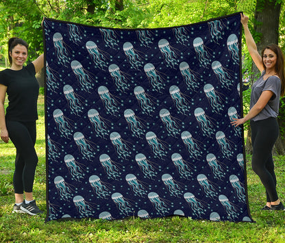 Glowing Jellyfish Pattern Print Quilt