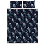 Glowing Jellyfish Pattern Print Quilt Bed Set