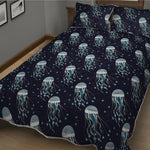 Glowing Jellyfish Pattern Print Quilt Bed Set