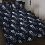 Glowing Jellyfish Pattern Print Quilt Bed Set