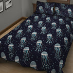 Glowing Jellyfish Pattern Print Quilt Bed Set