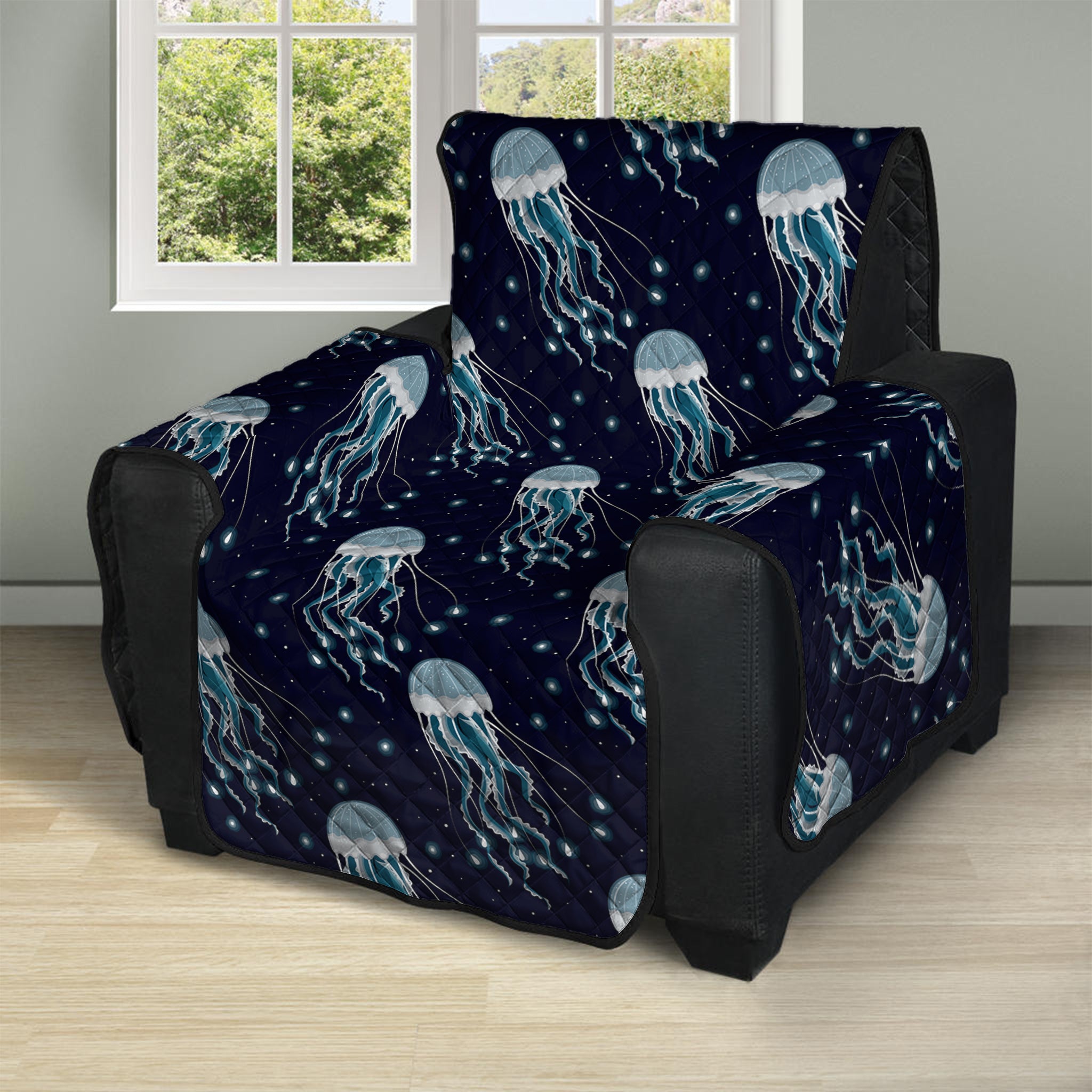 Glowing Jellyfish Pattern Print Recliner Protector