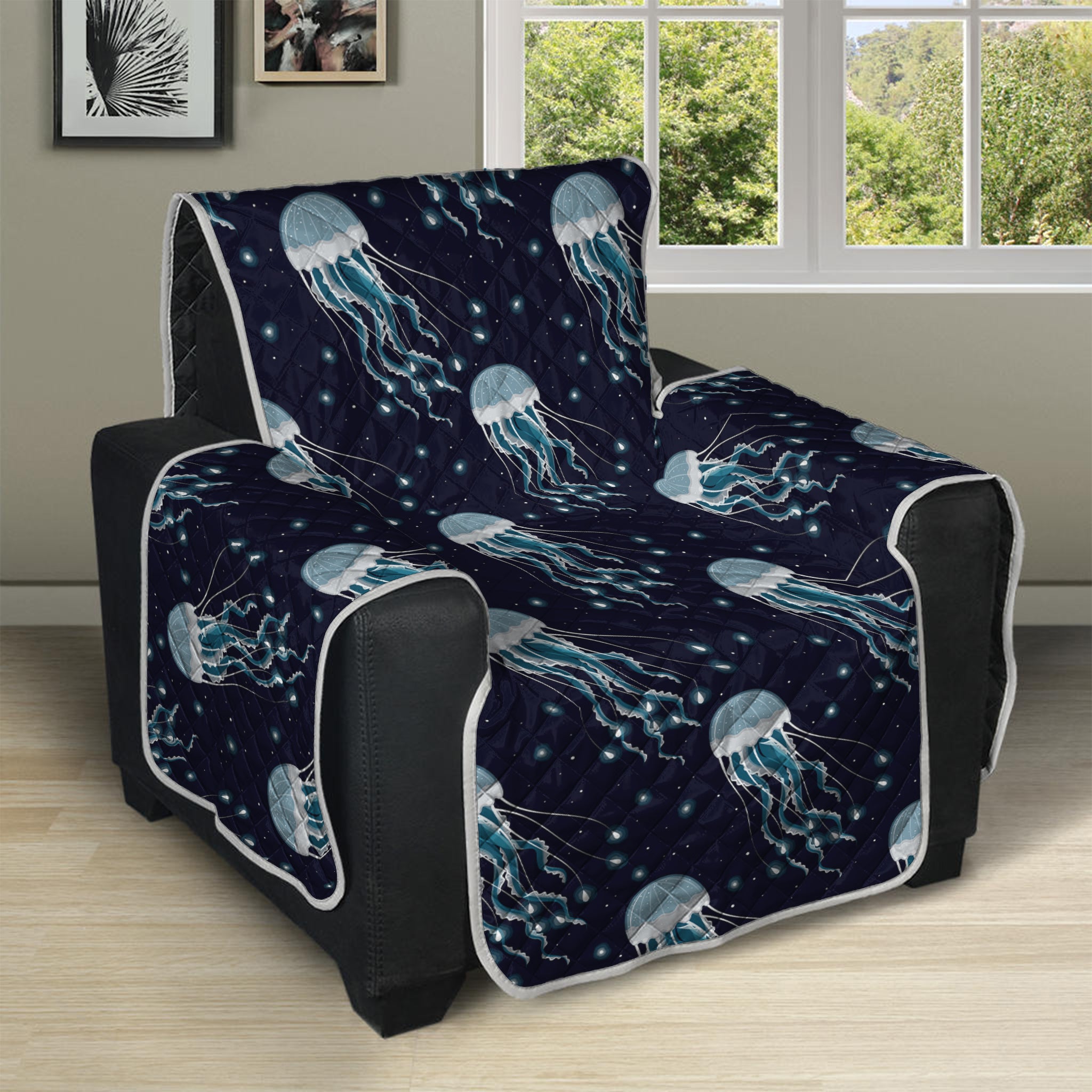 Glowing Jellyfish Pattern Print Recliner Protector