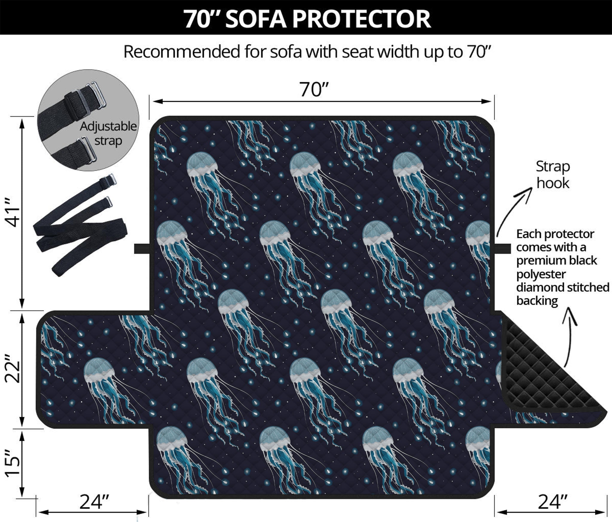 Glowing Jellyfish Pattern Print Sofa Protector