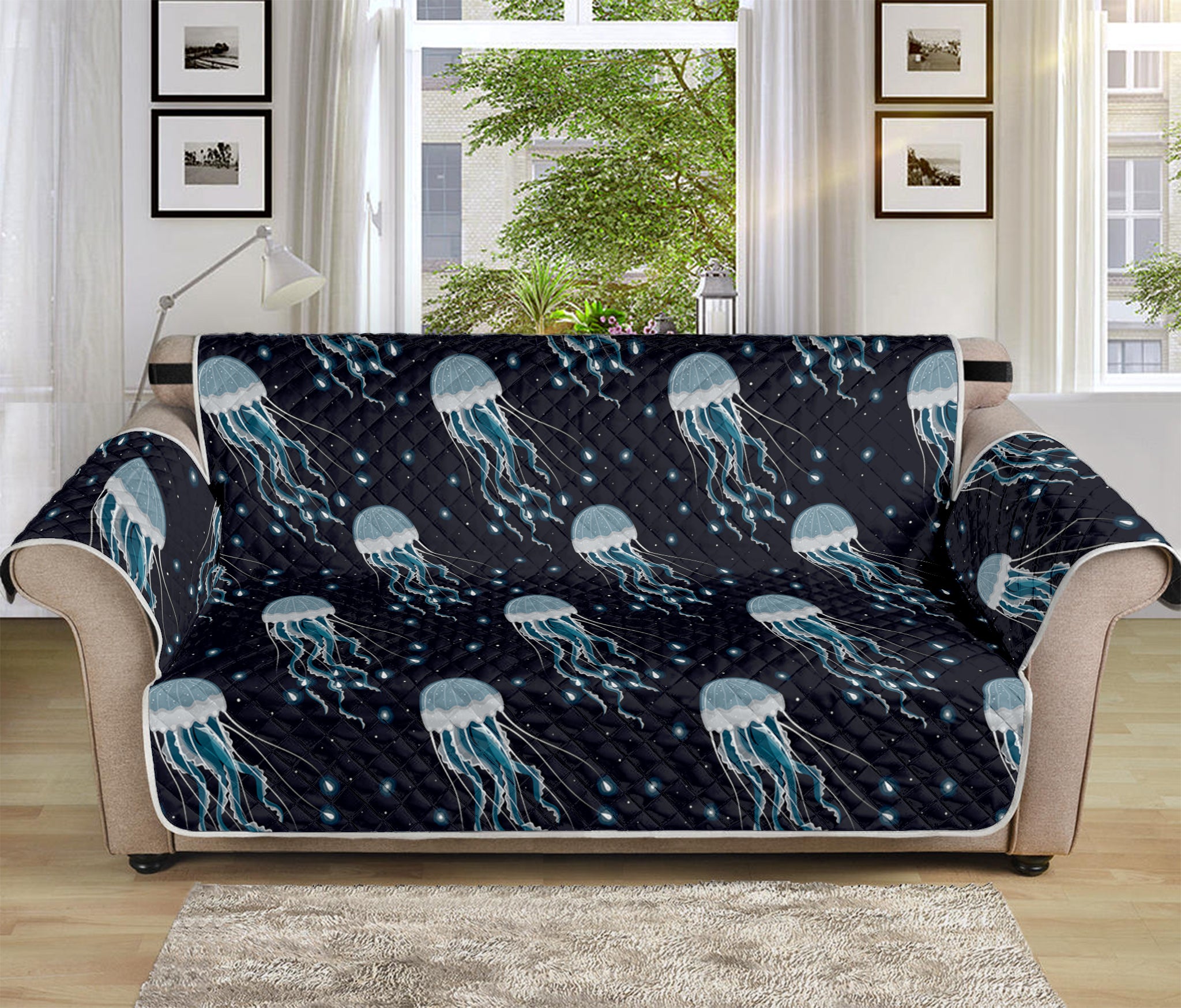 Glowing Jellyfish Pattern Print Sofa Protector