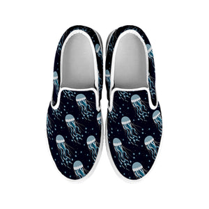 Glowing Jellyfish Pattern Print White Slip On Shoes