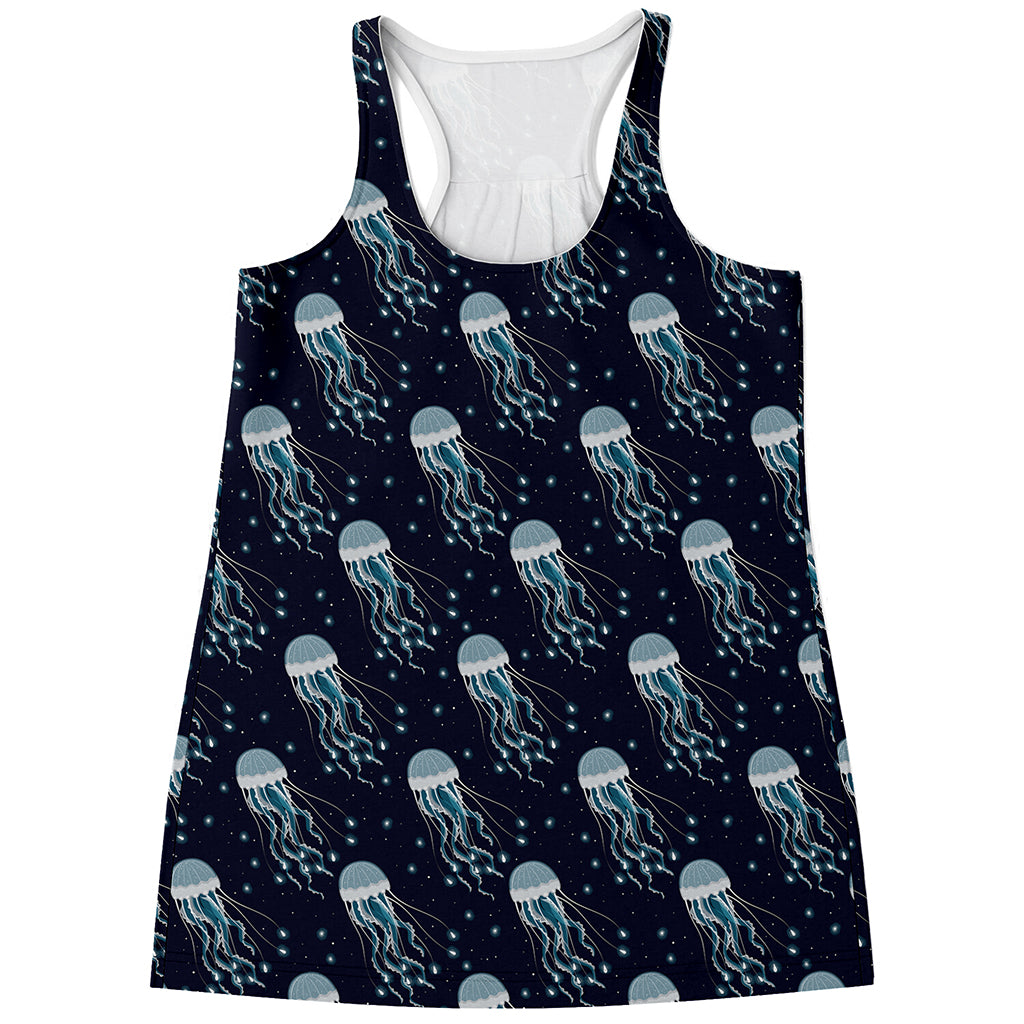 Glowing Jellyfish Pattern Print Women's Racerback Tank Top