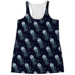 Glowing Jellyfish Pattern Print Women's Racerback Tank Top
