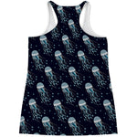 Glowing Jellyfish Pattern Print Women's Racerback Tank Top