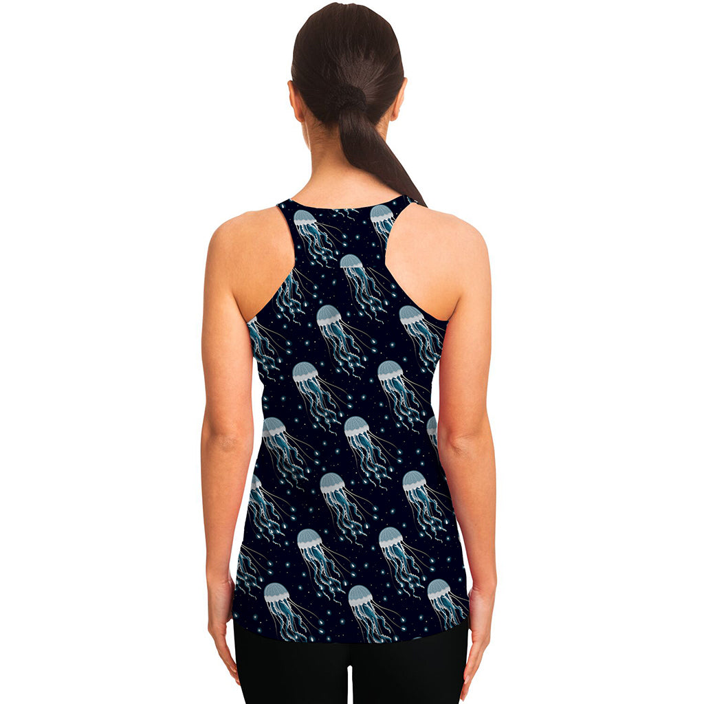 Glowing Jellyfish Pattern Print Women's Racerback Tank Top