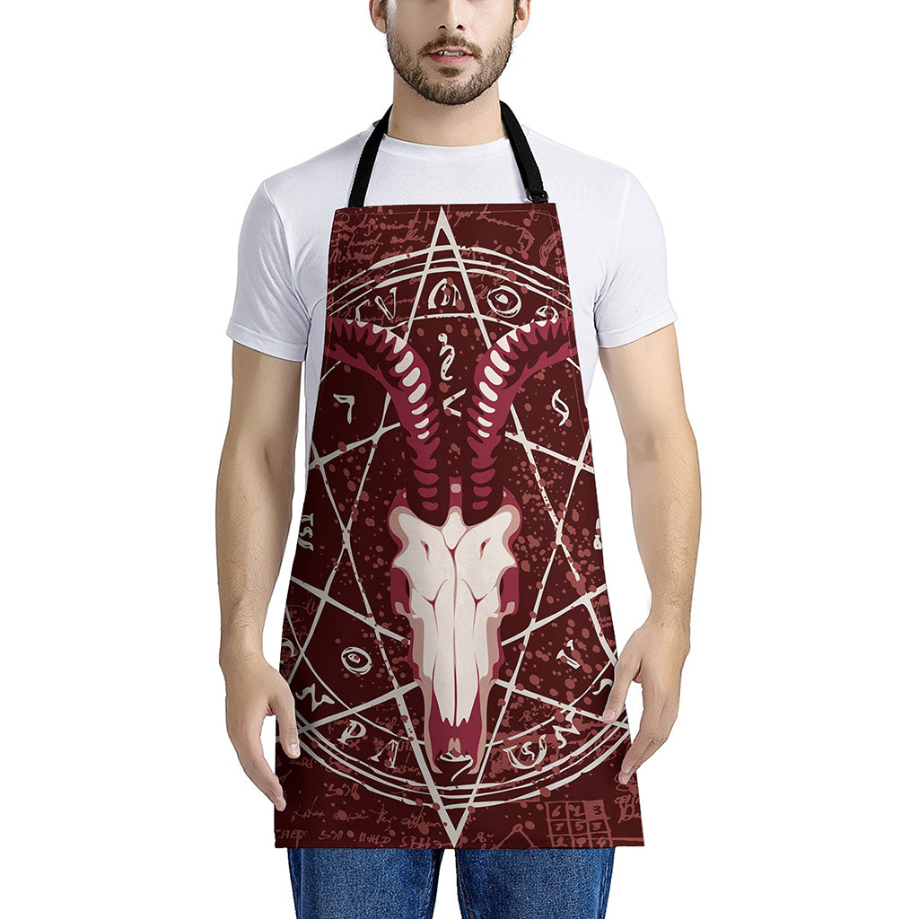 Goat Skull Pentagram Print Apron