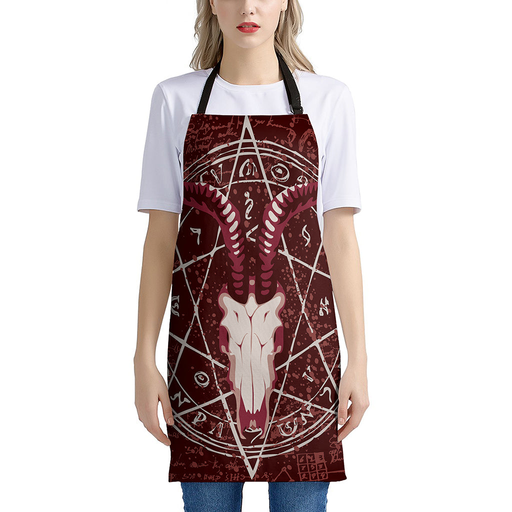 Goat Skull Pentagram Print Apron