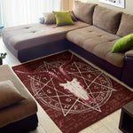 Goat Skull Pentagram Print Area Rug