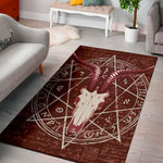 Goat Skull Pentagram Print Area Rug