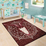 Goat Skull Pentagram Print Area Rug