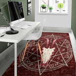 Goat Skull Pentagram Print Area Rug