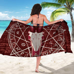 Goat Skull Pentagram Print Beach Sarong Wrap
