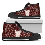 Goat Skull Pentagram Print Black High Top Shoes