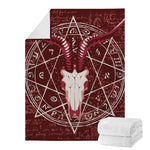 Goat Skull Pentagram Print Blanket