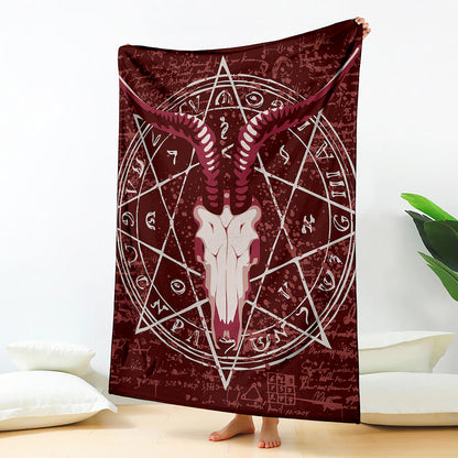 Goat Skull Pentagram Print Blanket