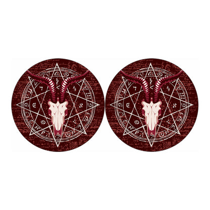 Goat Skull Pentagram Print Car Coasters