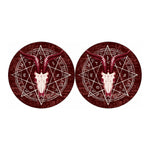 Goat Skull Pentagram Print Car Coasters
