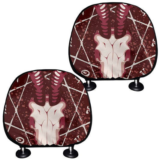 Goat Skull Pentagram Print Car Headrest Covers
