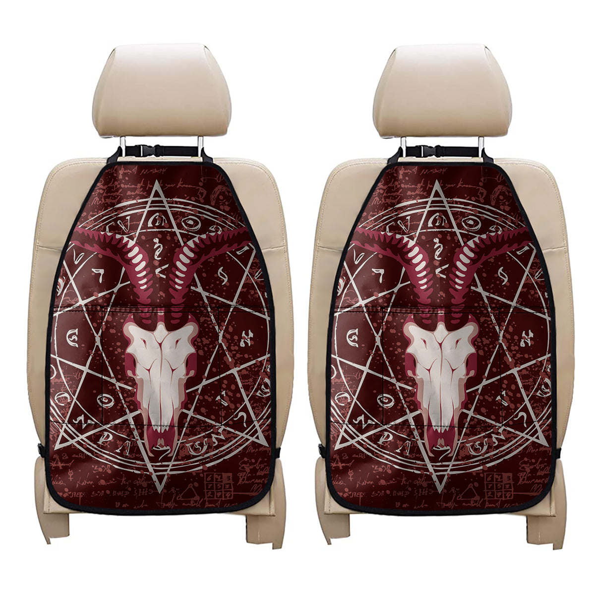 Goat Skull Pentagram Print Car Seat Organizers
