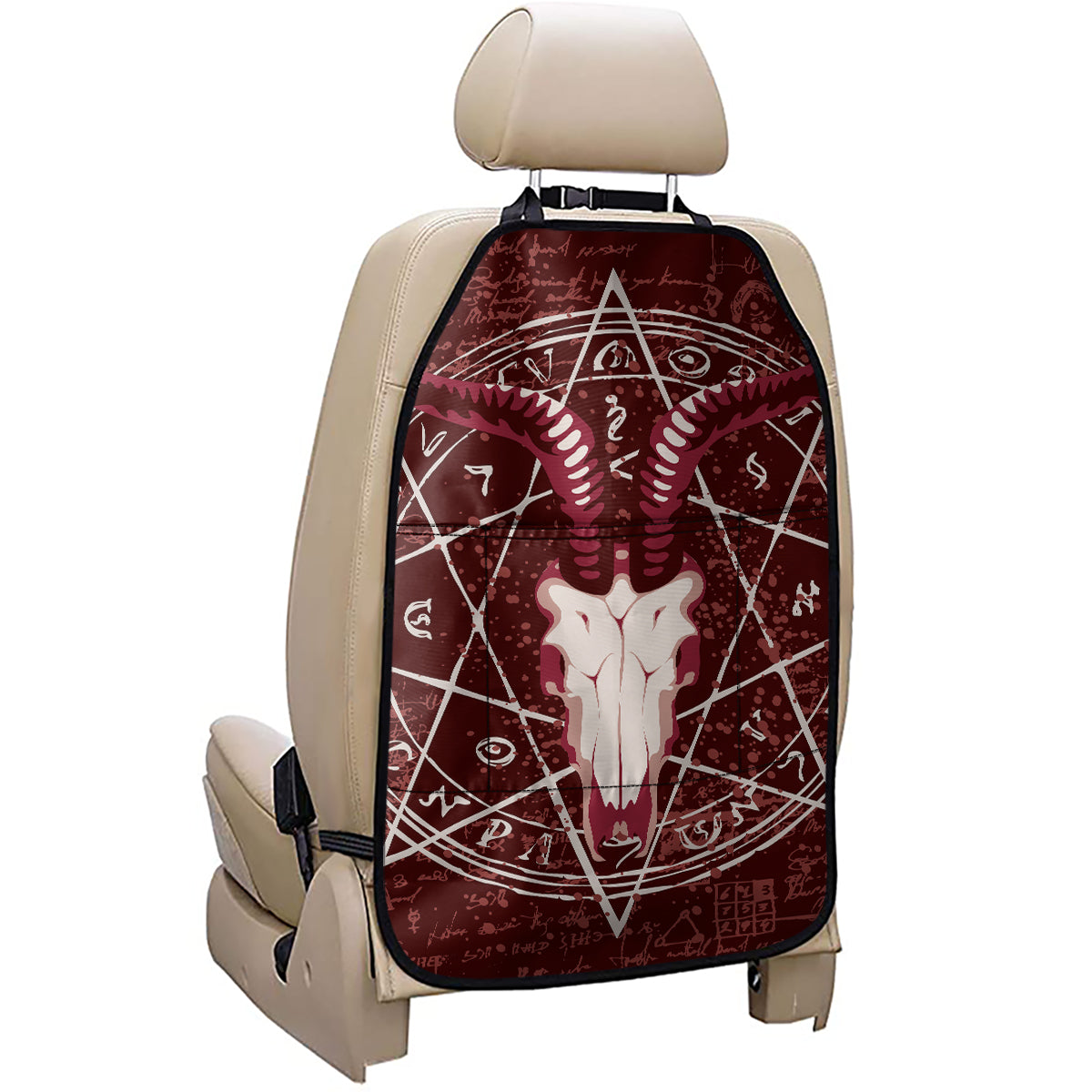 Goat Skull Pentagram Print Car Seat Organizers