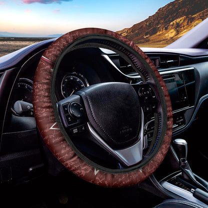 Goat Skull Pentagram Print Car Steering Wheel Cover