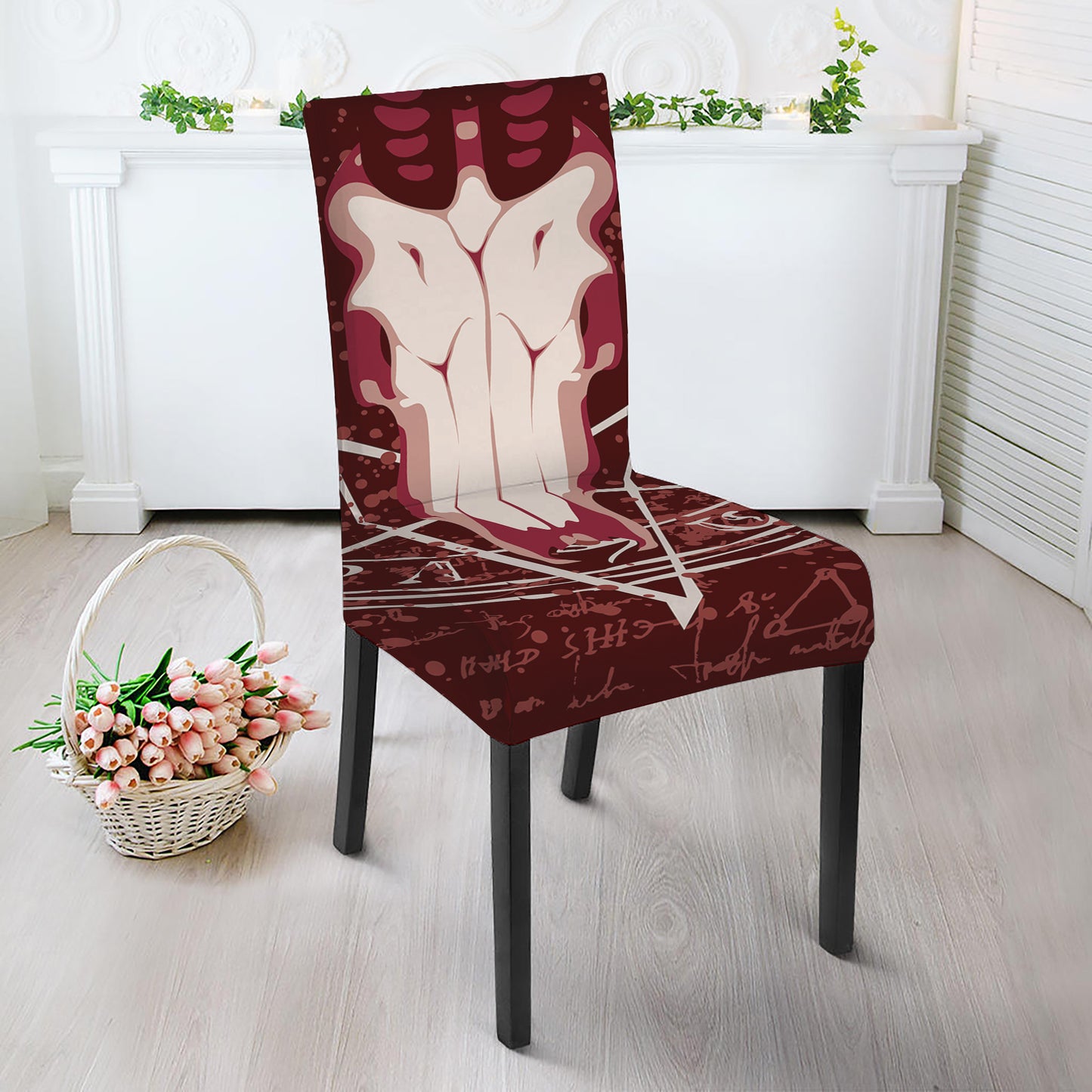 Goat Skull Pentagram Print Dining Chair Slipcover
