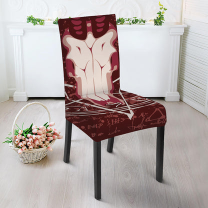 Goat Skull Pentagram Print Dining Chair Slipcover