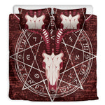 Goat Skull Pentagram Print Duvet Cover Bedding Set