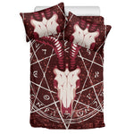 Goat Skull Pentagram Print Duvet Cover Bedding Set