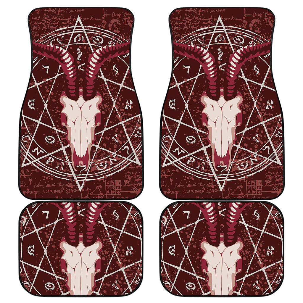 Goat Skull Pentagram Print Front and Back Car Floor Mats