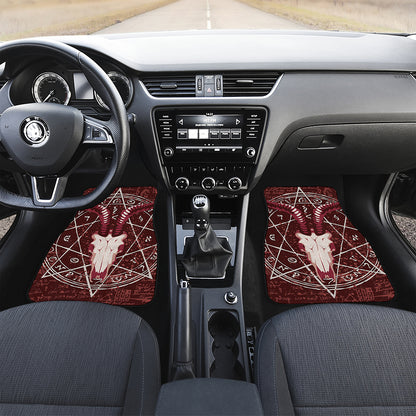 Goat Skull Pentagram Print Front and Back Car Floor Mats
