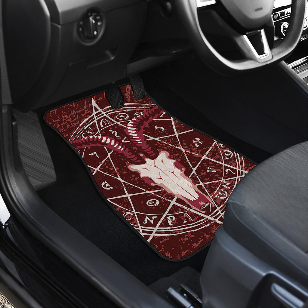 Goat Skull Pentagram Print Front and Back Car Floor Mats