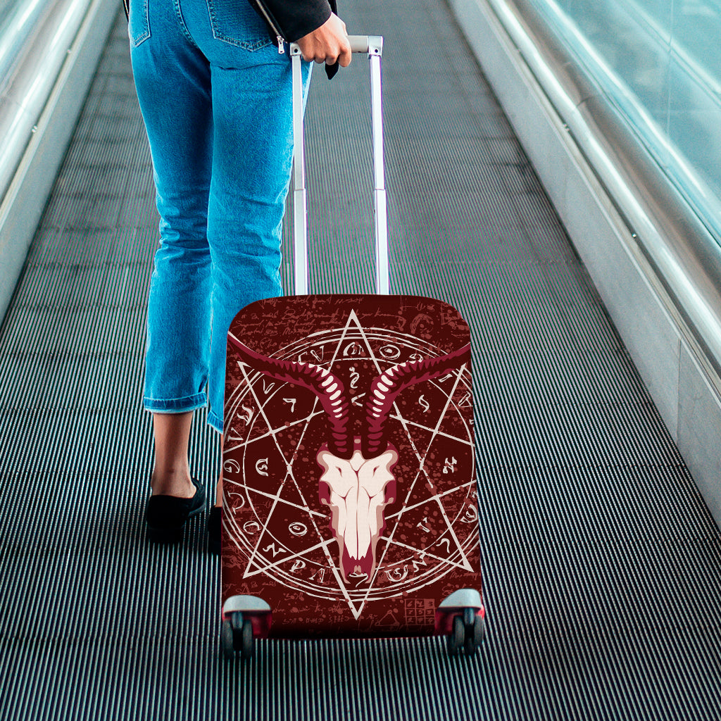 Goat Skull Pentagram Print Luggage Cover