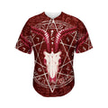 Goat Skull Pentagram Print Men's Baseball Jersey