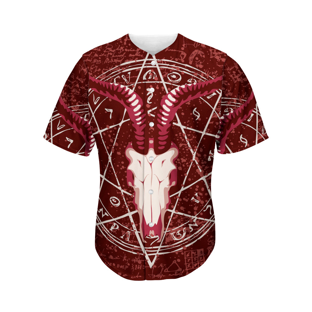 Goat Skull Pentagram Print Men's Baseball Jersey