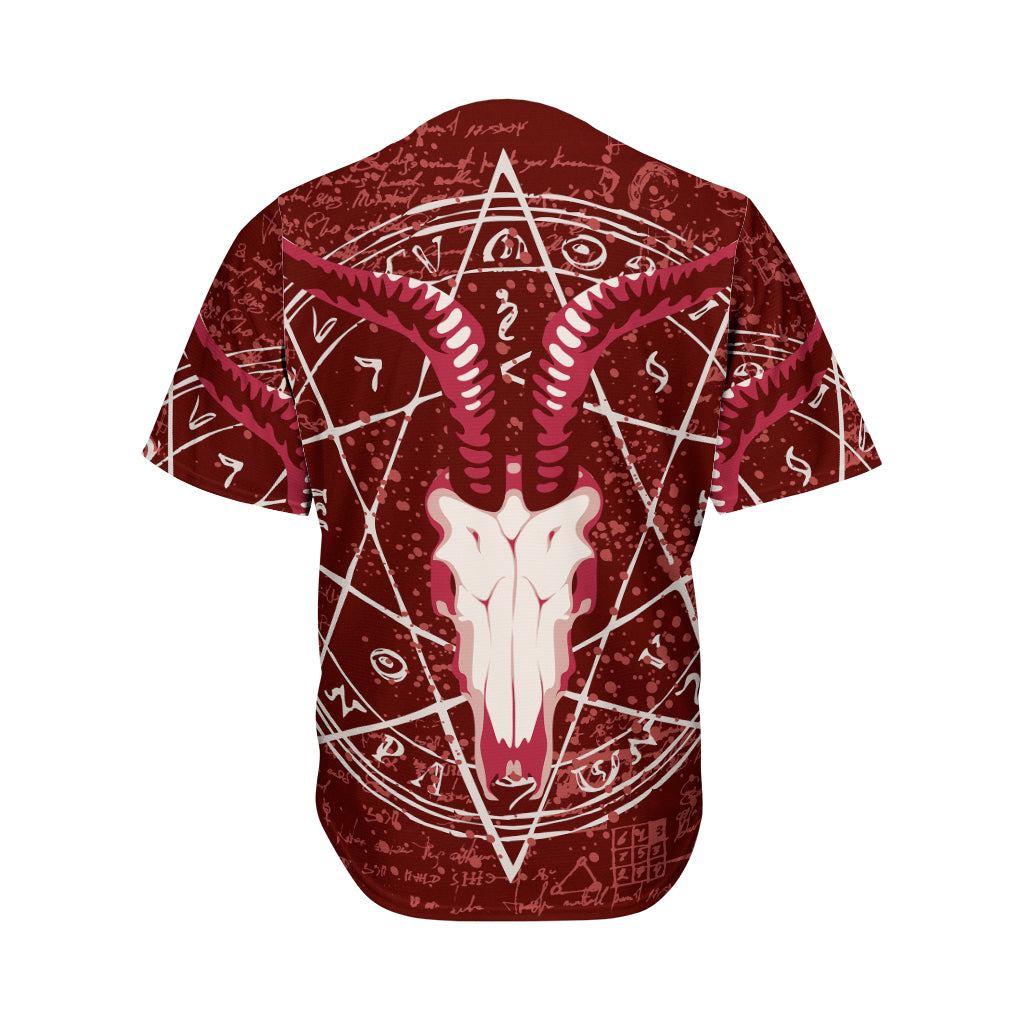 Goat Skull Pentagram Print Men's Baseball Jersey