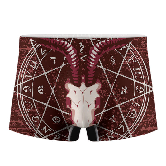 Goat Skull Pentagram Print Men's Boxer Briefs
