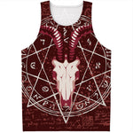Goat Skull Pentagram Print Men's Tank Top