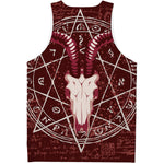 Goat Skull Pentagram Print Men's Tank Top